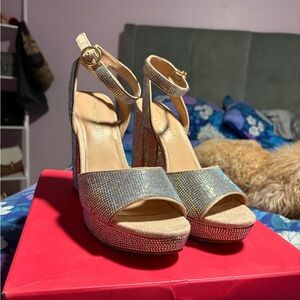 Madden Girl Rhinestone Heels Size 8.5 | Block Heel Sandals